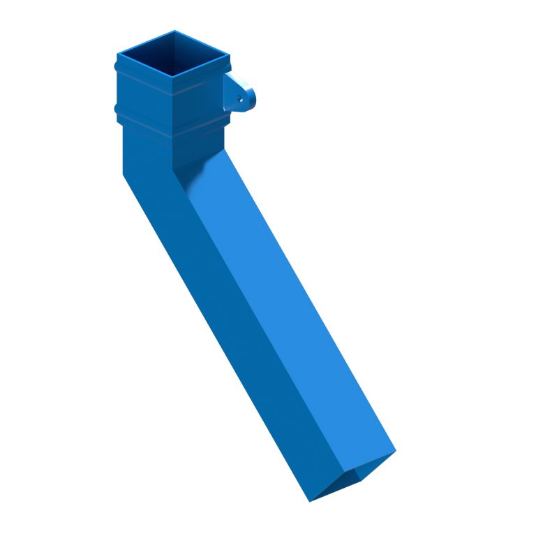 Right-hand square aluminium long tailed elbow with 300mm projection