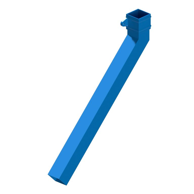 Left-hand square aluminium long tailed elbow with 600mm projection and 135-degree angle