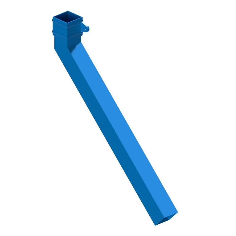 Right-hand square aluminium long tailed elbow with 600mm projection