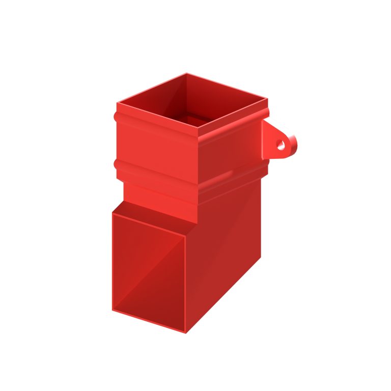 Traditional square aluminium downpipe shoe with cast eared collar
