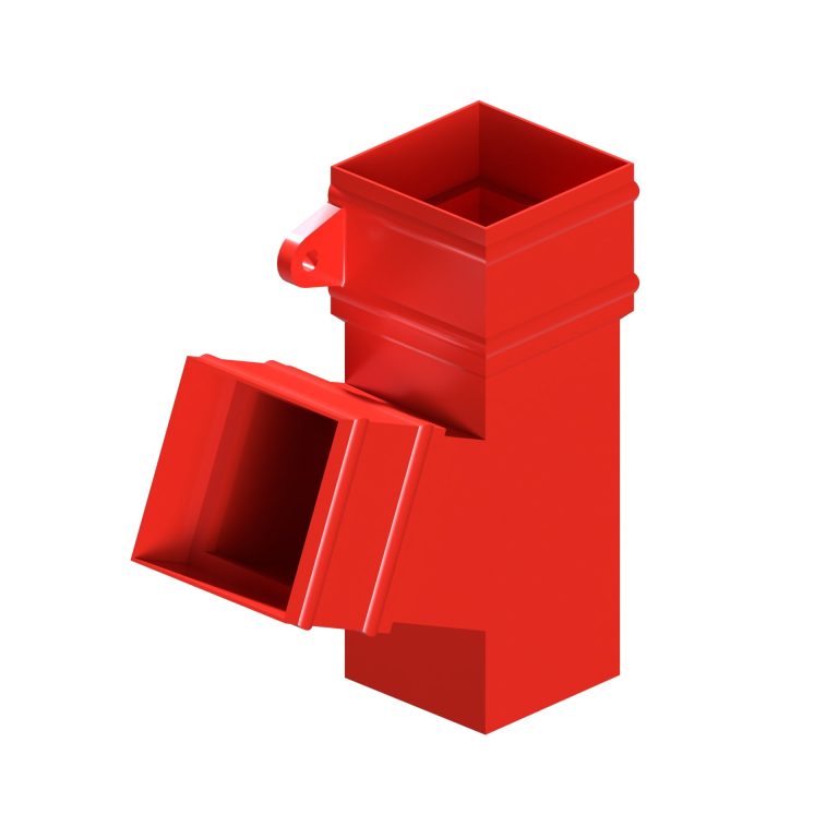 Left-hand 112.5-degree branch for traditional square 101.6mm aluminium downpipe