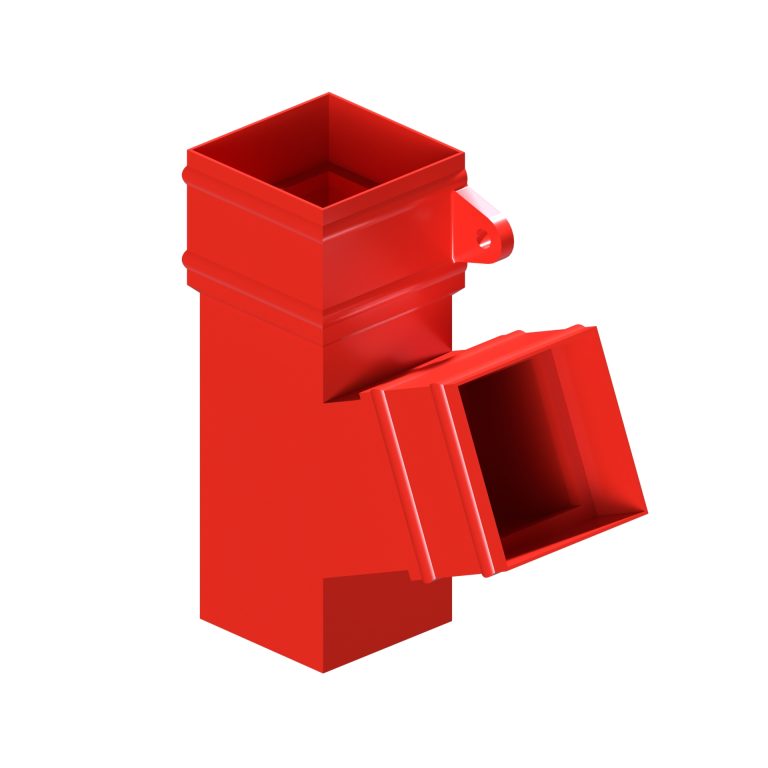 Right-hand 112.5-degree branch for traditional square 101.6mm aluminium downpipe
