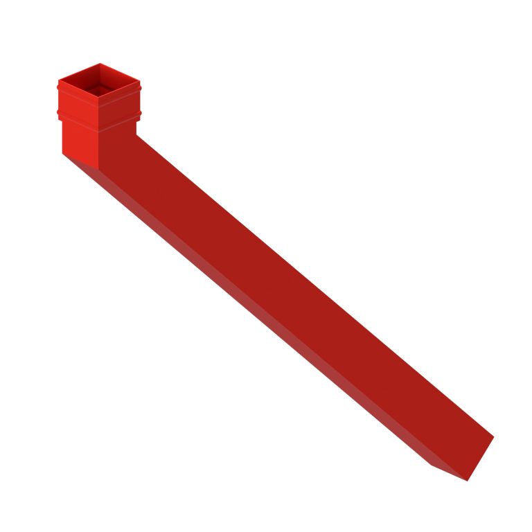 Square aluminium 135-degree long tailed elbow with 1000mm projection