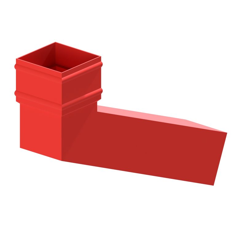 Square 101.6mm aluminium long tailed elbow with 300mm projection