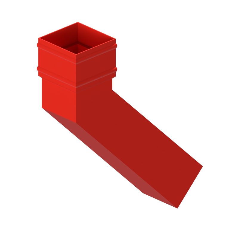 Square aluminium 135-degree long tailed elbow with 300mm projection