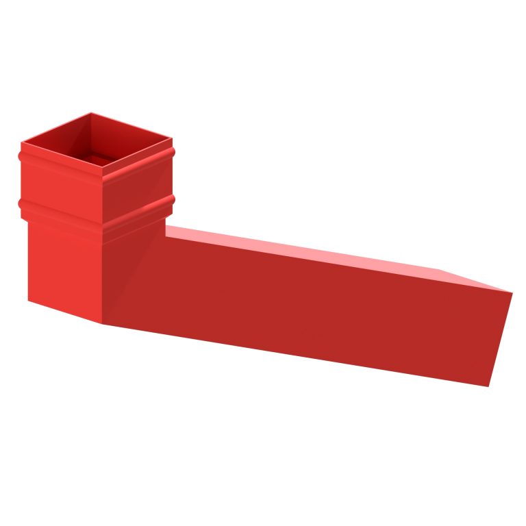 Square 101.6mm aluminium long tailed elbow with 600mm projection