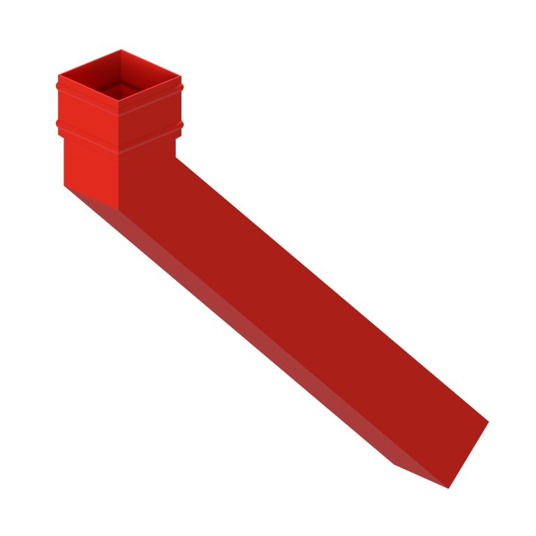 Square aluminium 135-degree long tailed elbow with 600mm projection