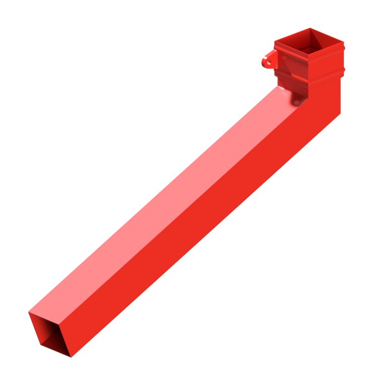 Left-hand square aluminium long tailed elbow with 1000mm projection
