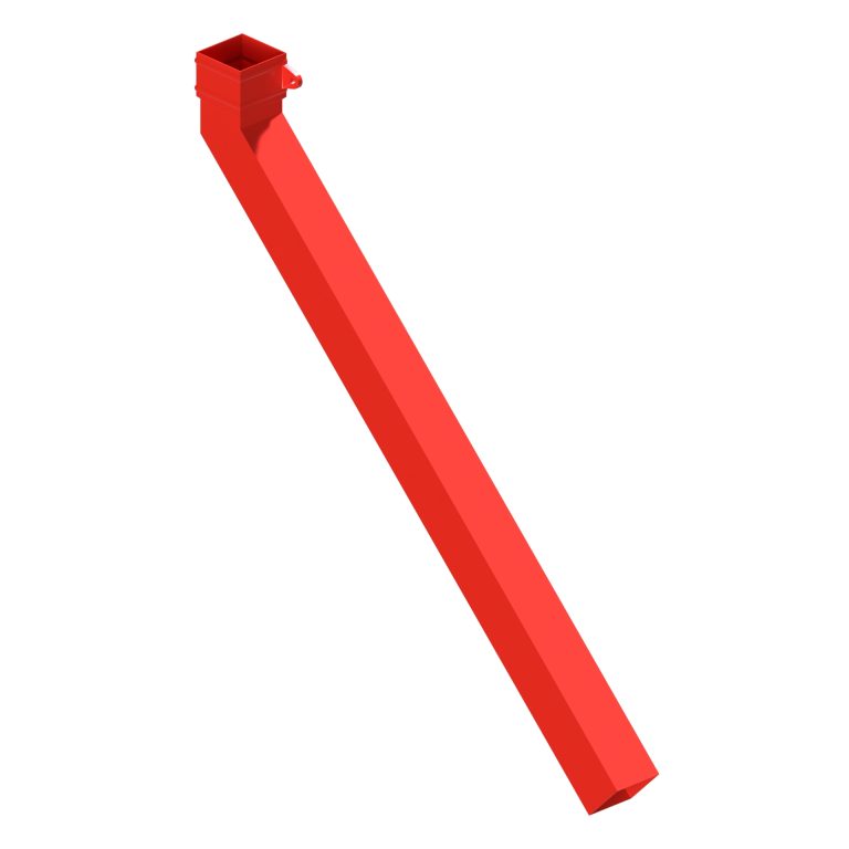 Right-hand square aluminium long tailed elbow with 1000mm projection