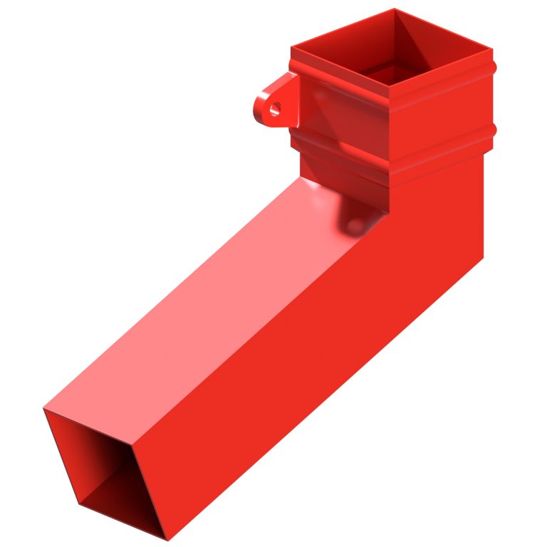 Left-hand square aluminium long tailed elbow with 300mm projection