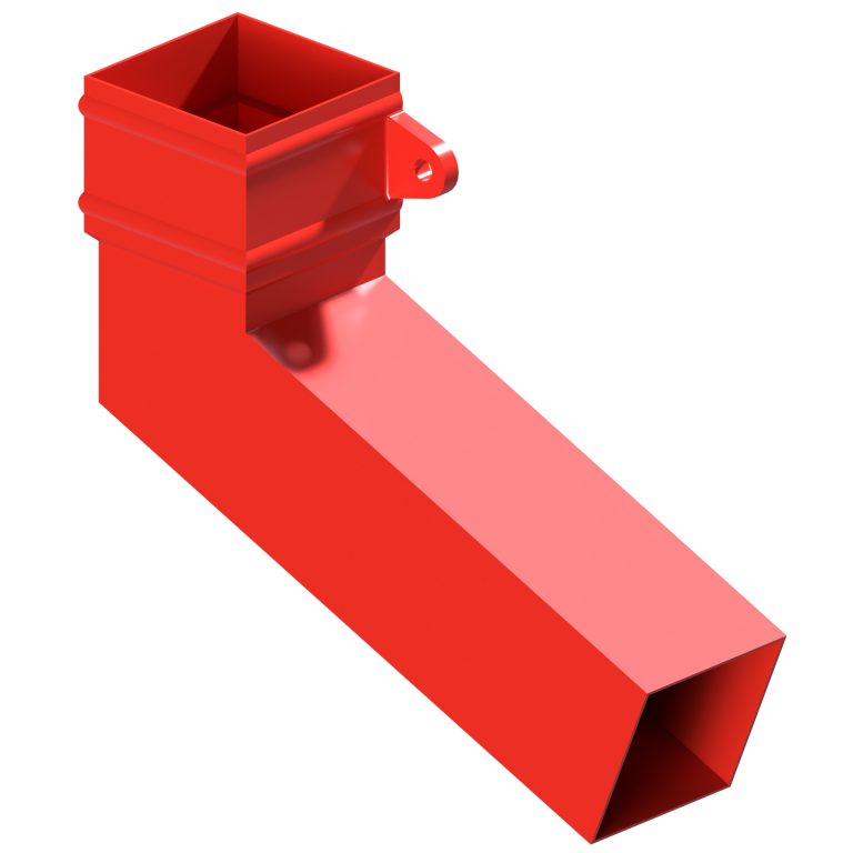 Right-hand square aluminium long tailed elbow with 300mm projection