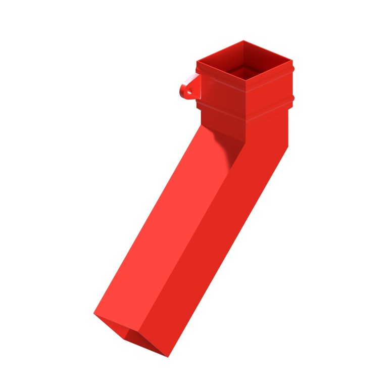 Left-hand square aluminium long tailed elbow with 300mm projection and 135-degree angle