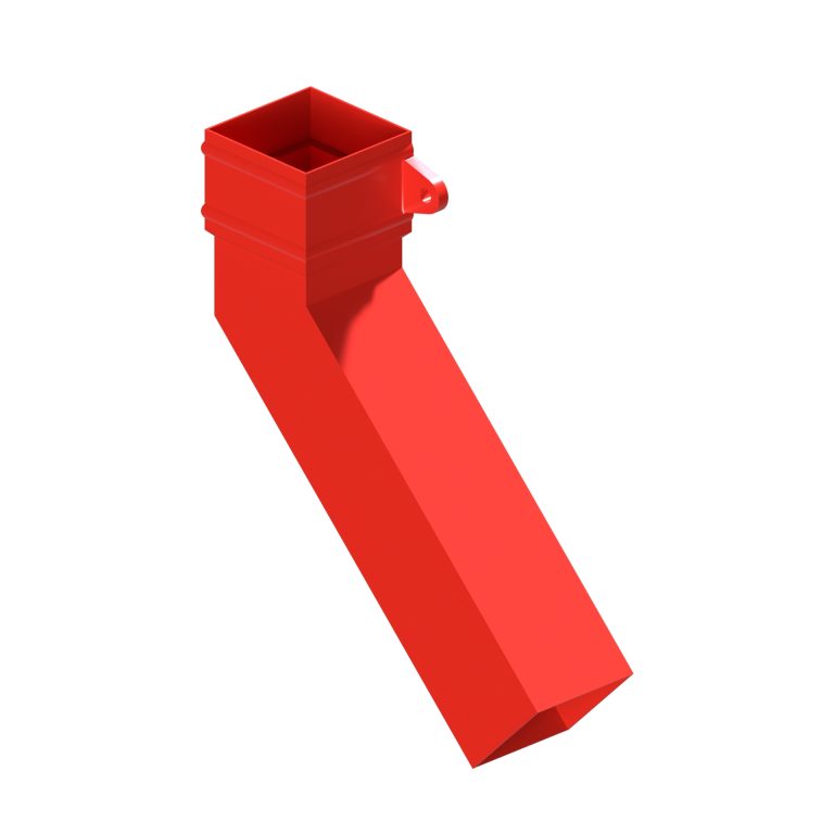 Right-hand square aluminium long tailed elbow with 300mm projection