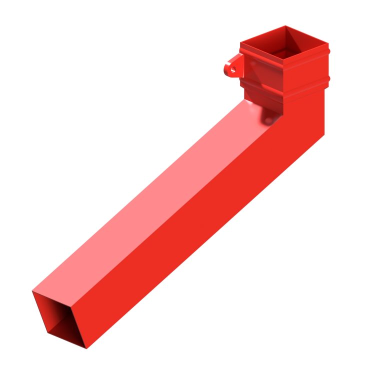 Left-hand square aluminium long tailed elbow with 600mm projection