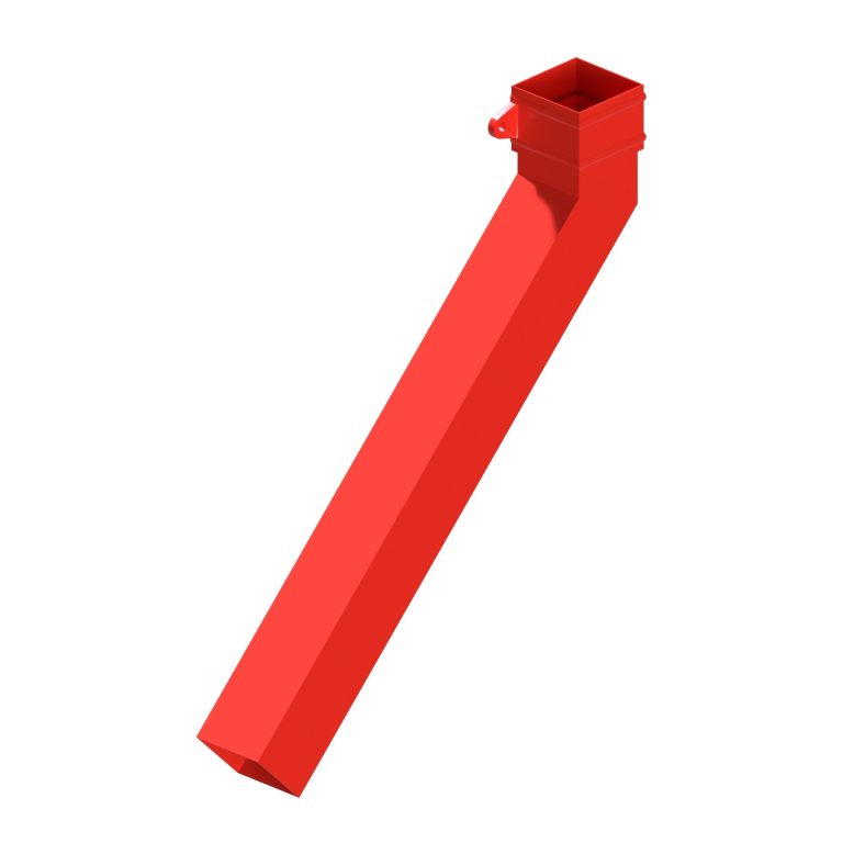 Left-hand square aluminium long tailed elbow with 600mm projection