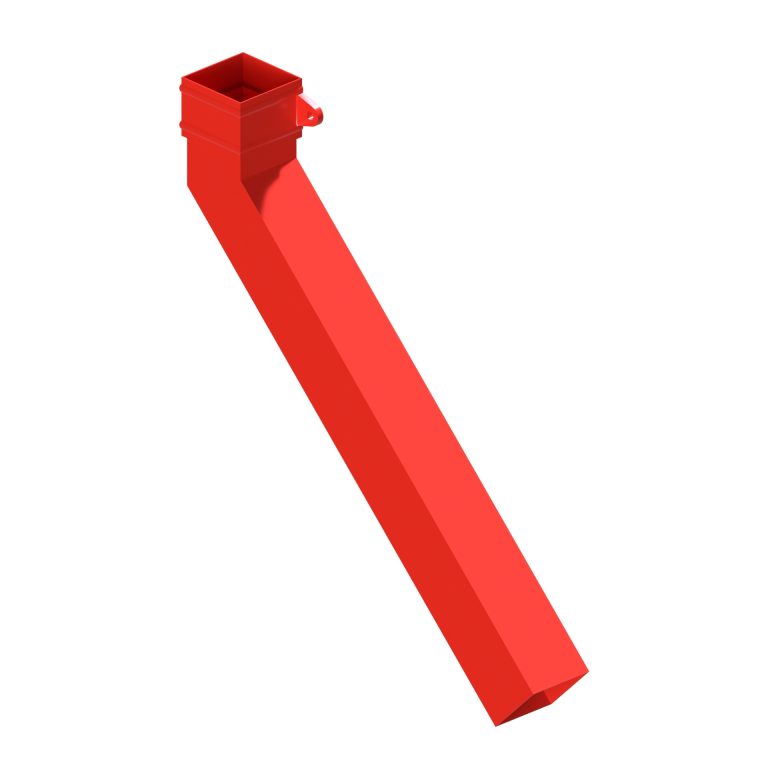 Right-hand square aluminium long tailed elbow with 600mm projection