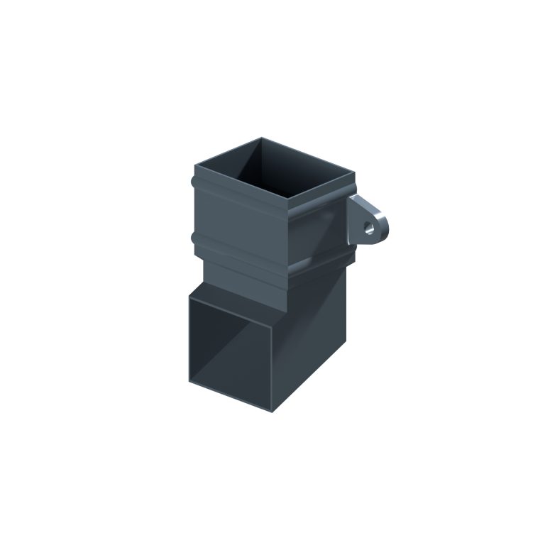 Traditional rectangular aluminium downpipe shoe with cast eared collar