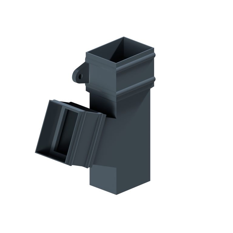 Left-hand 112.5-degree branch for traditional rectangular aluminium downpipe