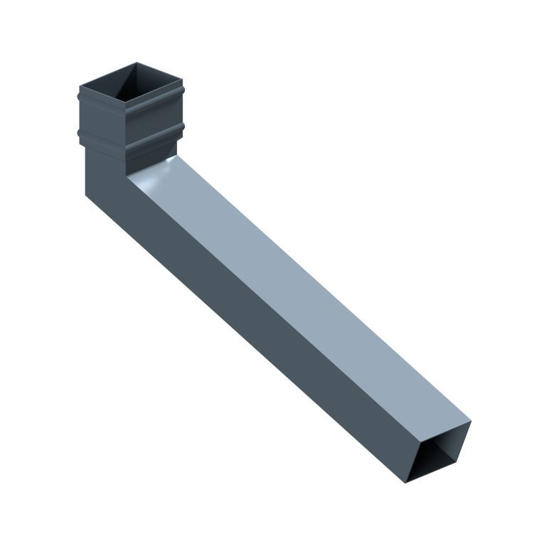 Traditional rectangular aluminium long tailed elbow with 600mm projection