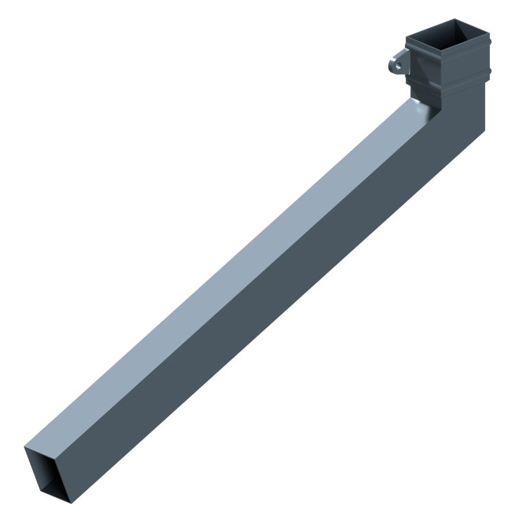 Left-hand rectangular aluminium long tailed elbow with 1000mm projection