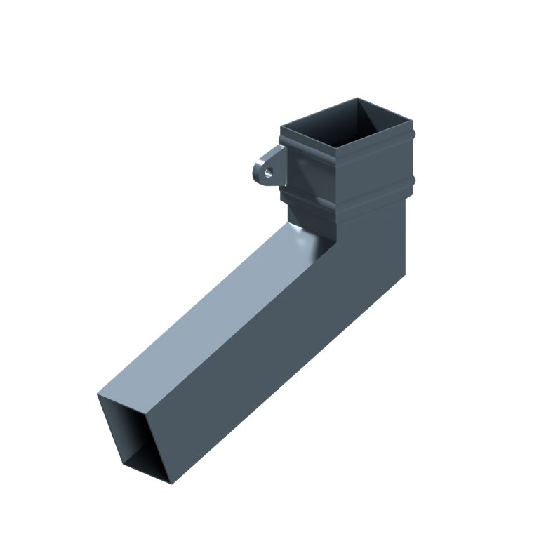 Left-hand rectangular aluminium long tailed elbow with 300mm projection