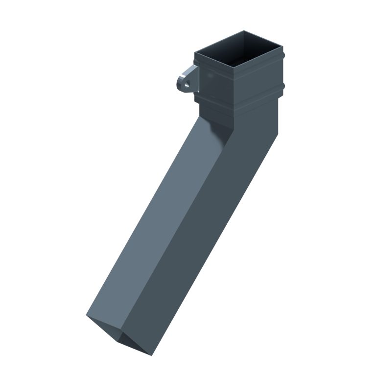 Left-hand rectangular aluminium 135-degree long tailed elbow with 300mm projection