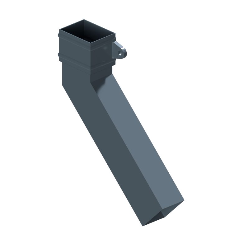 Right-hand rectangular aluminium 135-degree long tailed elbow with 300mm projection