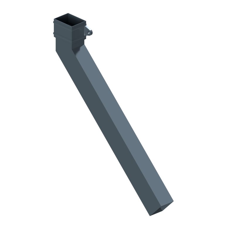 Right-hand rectangular aluminium 135-degree long tailed elbow with 600mm projection
