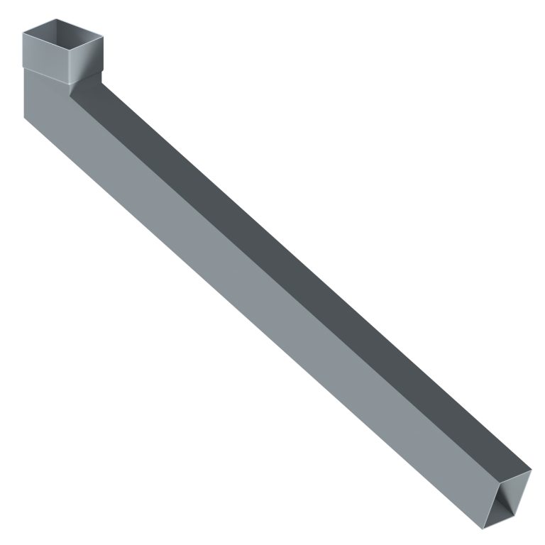 Contemporary rectangular aluminium long tailed elbow with 1000mm projection