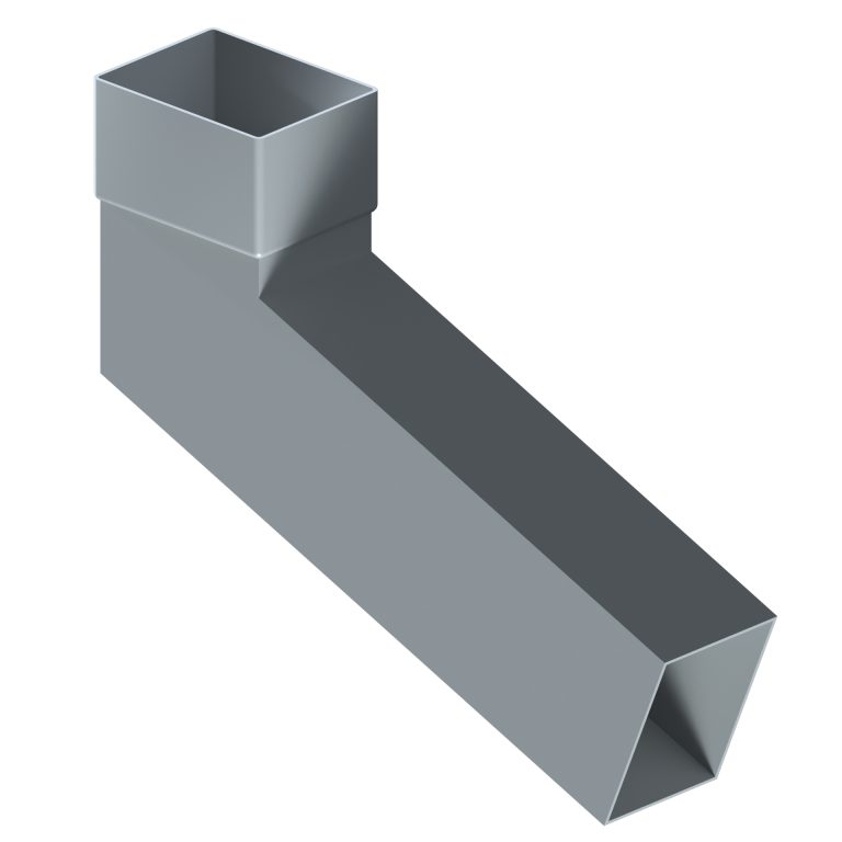 Contemporary rectangular aluminium long tailed elbow with 300mm projection