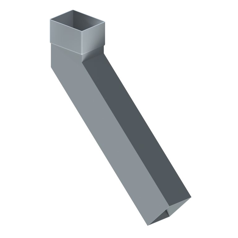 Contemporary rectangular aluminium 135-degree long tailed elbow with 300mm projection