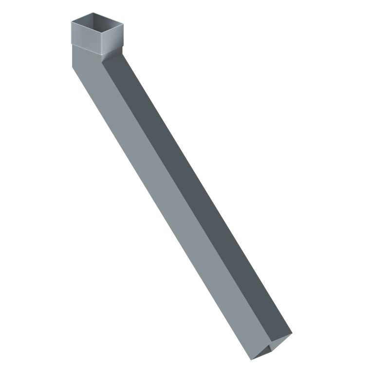 Contemporary rectangular aluminium 135-degree long tailed elbow with 600mm projection