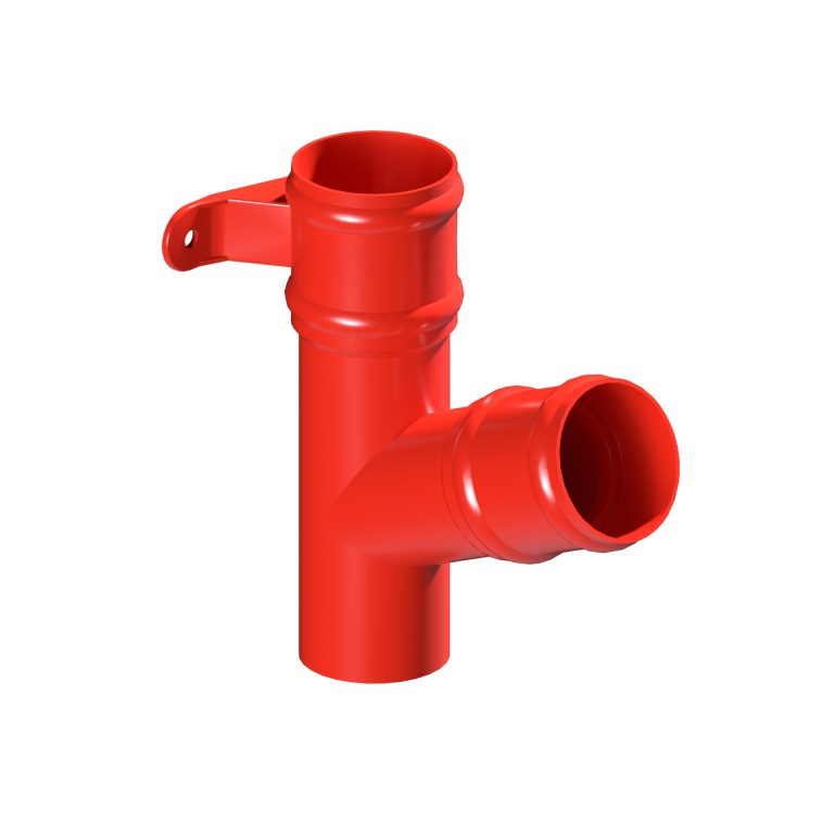 Traditional round 76.2mm aluminium downpipe branch with cast collars