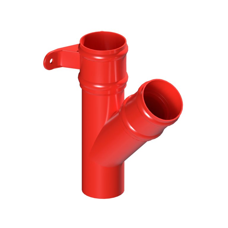 Traditional round 76.2mm aluminium downpipe branch with cast collars