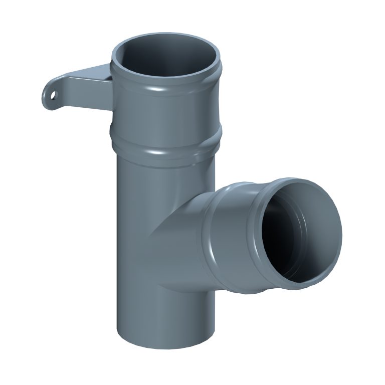 Traditional round 101.6mm aluminium downpipe branch with cast collars