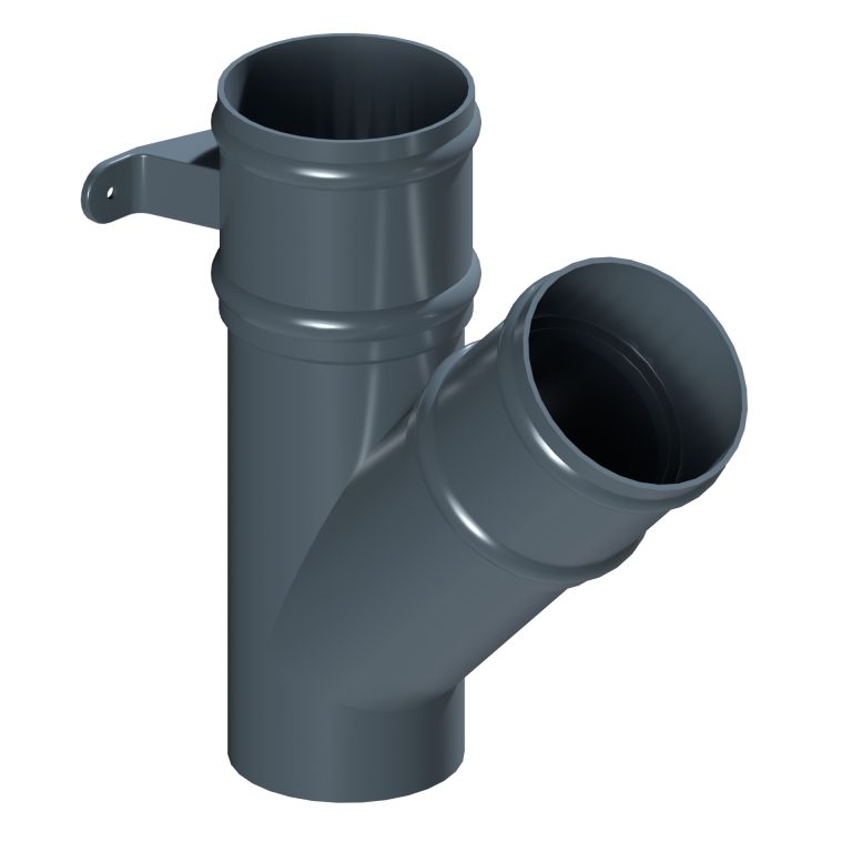Traditional round 152.4mm aluminium downpipe branch with cast collars