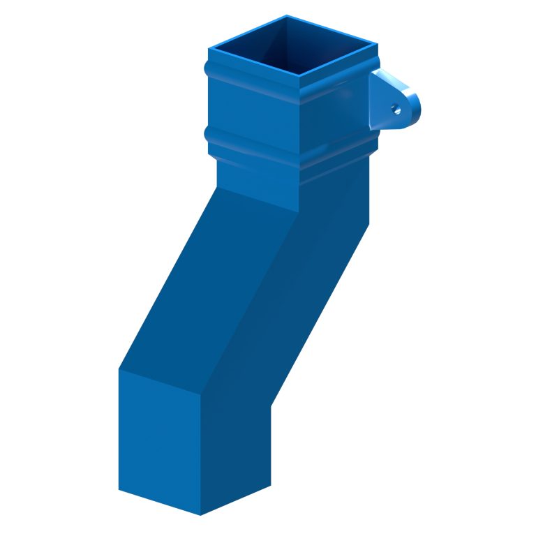 Traditional square 76.2mm aluminium downpipe 100mm offset with cast eared collar