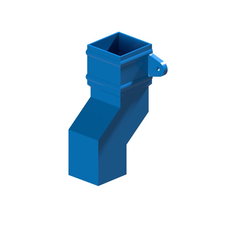 Traditional square 76.2mm aluminium downpipe 50mm offset with cast collar