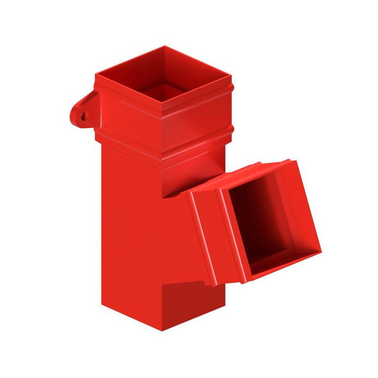 Traditional square 101.6mm aluminium downpipe branch with cast collars