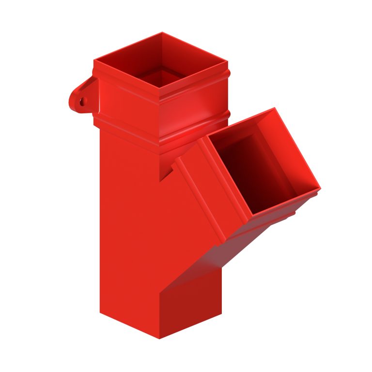 Traditional square 101.6mm aluminium downpipe branch with cast collars