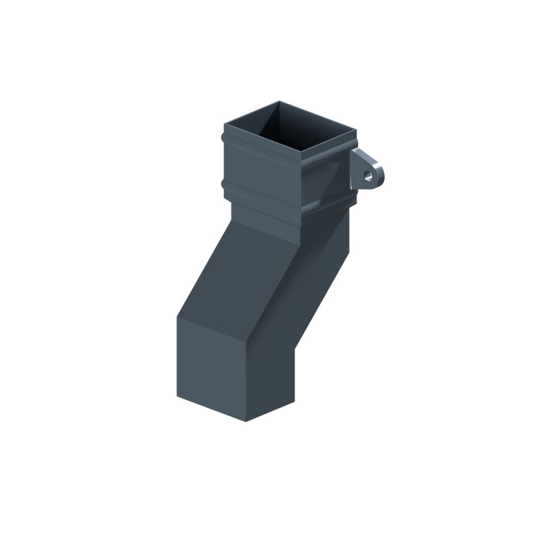 Traditional rectangular aluminium downpipe 100mm offset with cast eared collar
